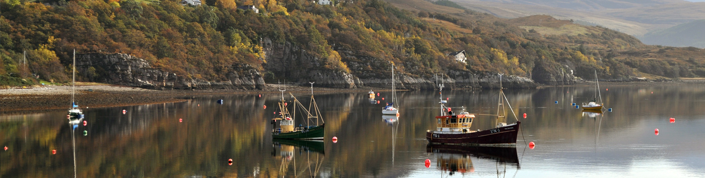 Boats in Ullapool Harbour from Highland Bothies