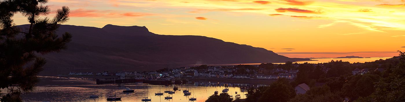 Sun set over Ullapool Highland Bothies